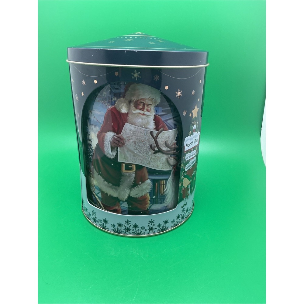Wicklein Rotating Musical Christmas Tin, Santa‎ Reindeer, "Jingle Bells".